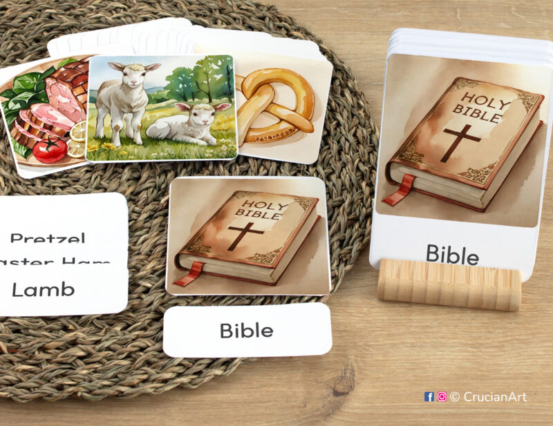 Early reading activity using three-part cards: flashcards, word cards, and picture cards. Set features Easter-themed sight words for Spring literacy activities.