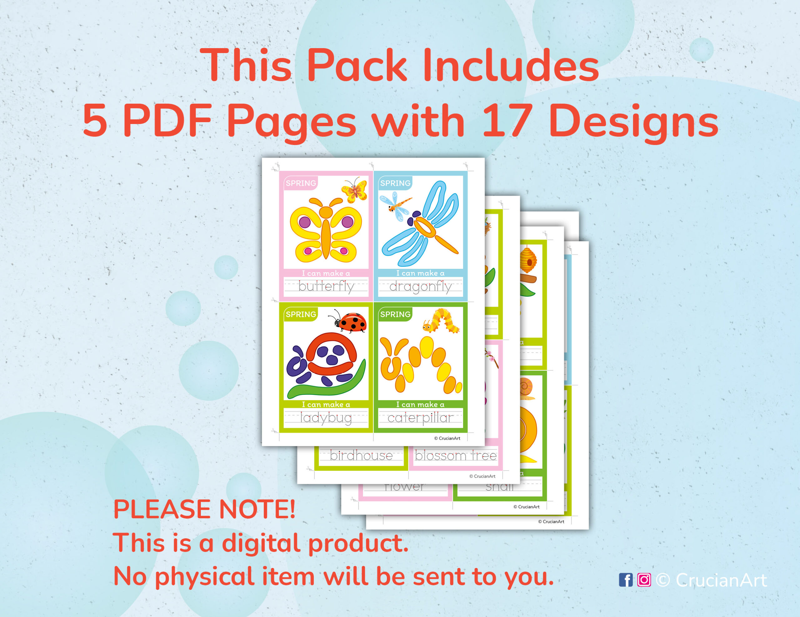 Printable Spring-themed playdough mats