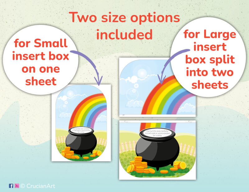 Saint Patrick's Day holiday PDF Flisat insert printables for small and large Trofast sensory bins. Spring unit educational resources for daycare centers. DIY Rainbow and Leprechaun Pot of Gold insert for Ikea Flisat sensory table.