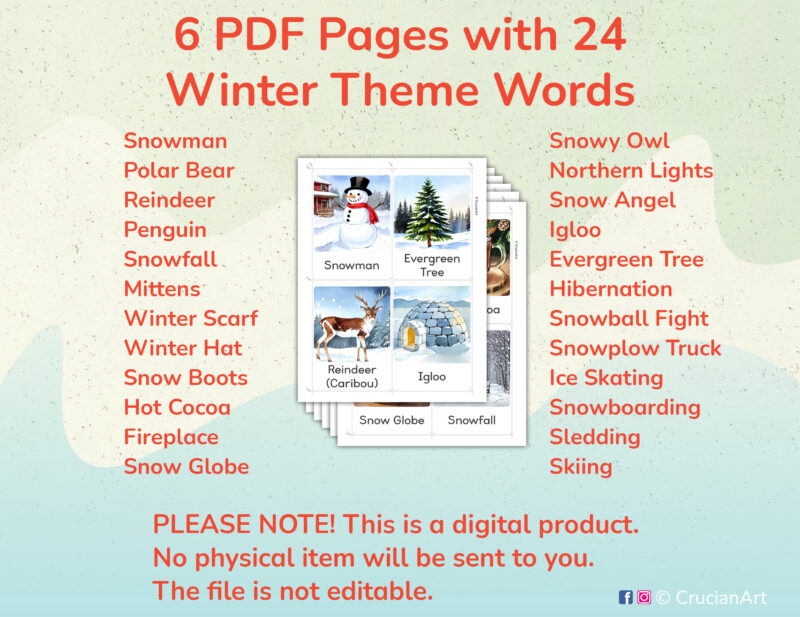 Printable Winter Wonderland Cards for Preschool and Kindergarten Cold Season Unit Activities
