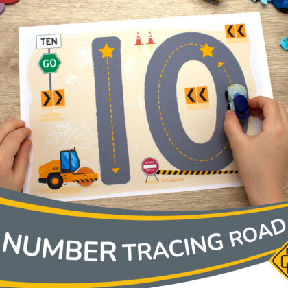 Construction trucks theme early math activity. Printable worksheets to learn numbers up to ten. Toddler and preschool homeschool learning resource.
