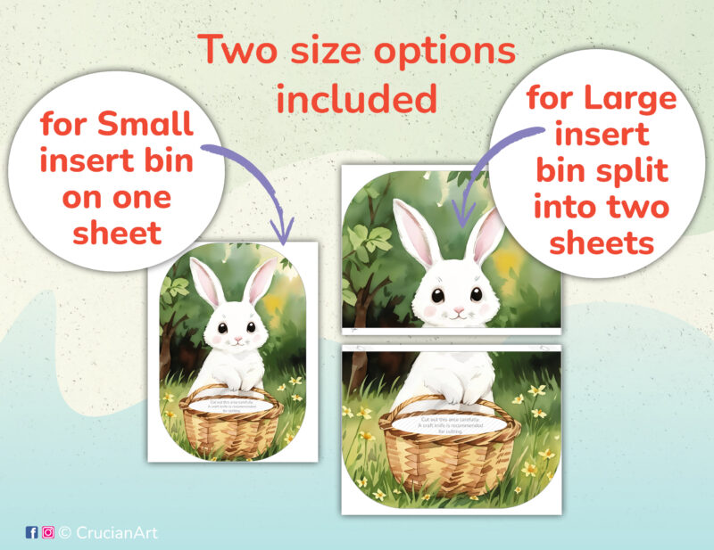 Easter holiday Flisat insert printables for small and large Trofast sensory bins. Spring unit educational resources for daycare centers. DIY Easter bunny with basket and Easter eggs insert template for Ikea Flisat sensory table.