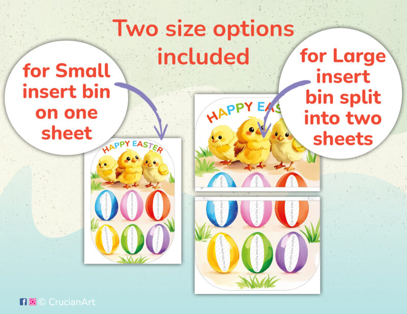 Easter holiday Flisat insert printables for small and large Trofast sensory bins. Spring unit educational resources for daycare centers. DIY Easter chicks and colored Easter eggs insert template for Ikea Flisat sensory table.