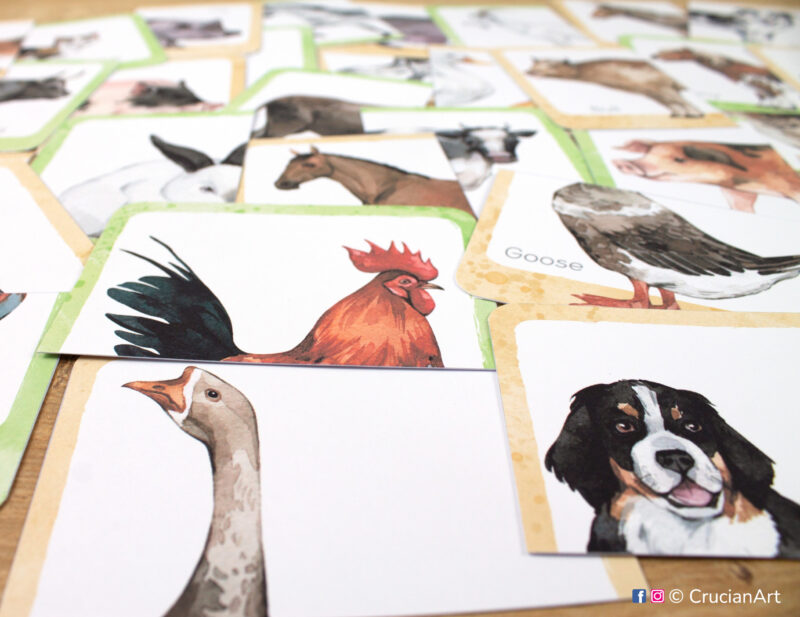 Farm animals and birds puzzles for toddlers and preschoolers. Printable learning activities for two year olds and three year olds.