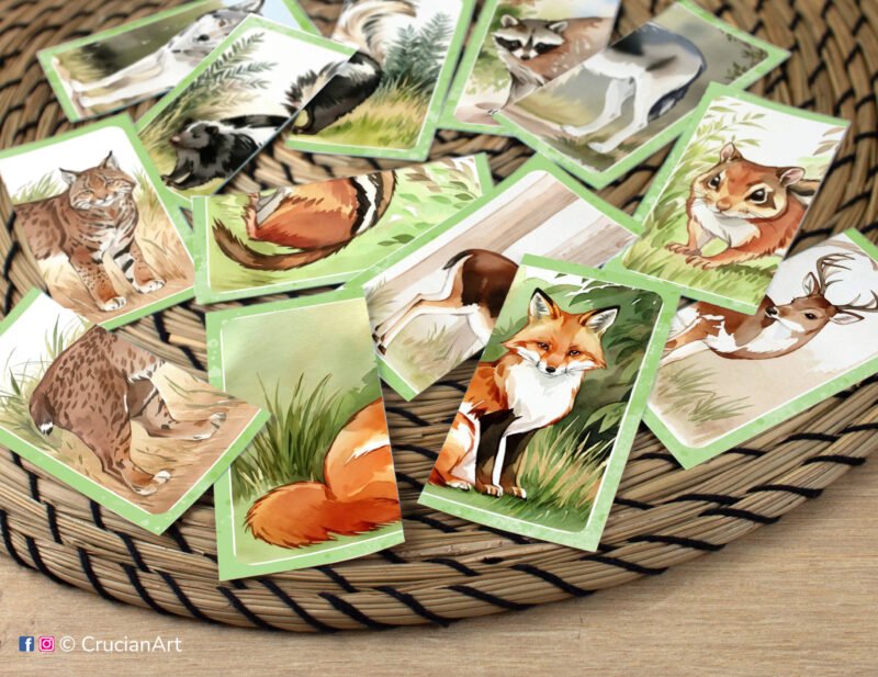 Complete the puzzle educational activity for toddlers and preschoolers. Woodland animals themed printables for the Forest Nature unit.