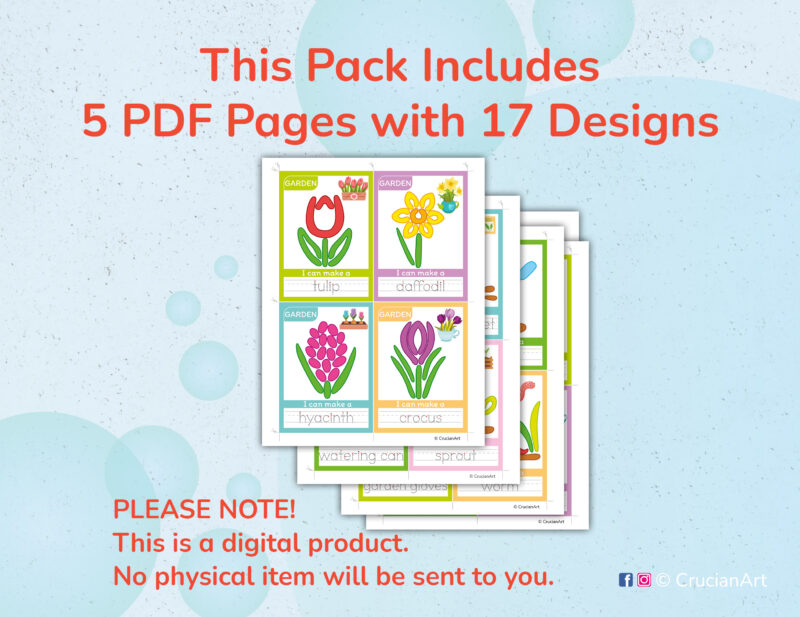 Printable Spring Garden themed playdough mats