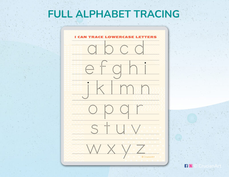 Printable lowercase alphabet tracing worksheets for preschoolers: small letter formation.