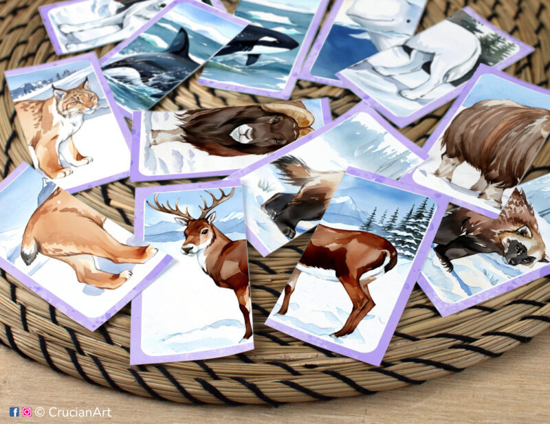 Complete the puzzle educational activity for toddlers and preschoolers. Tundra animals themed printables for the Arctic Nature unit.