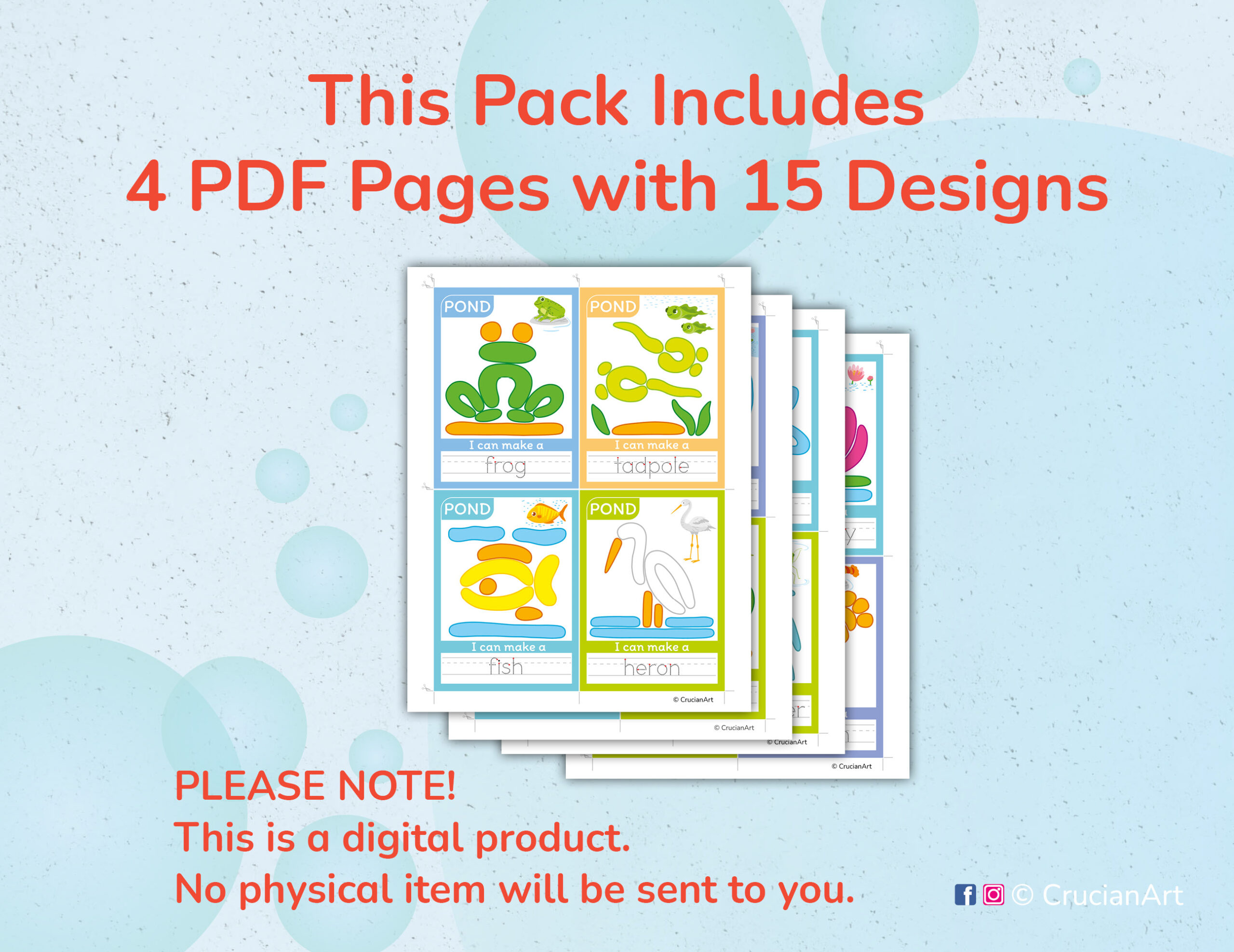 Printable Pond Life playdough mats for Pond Habitat and Pond Animals units.