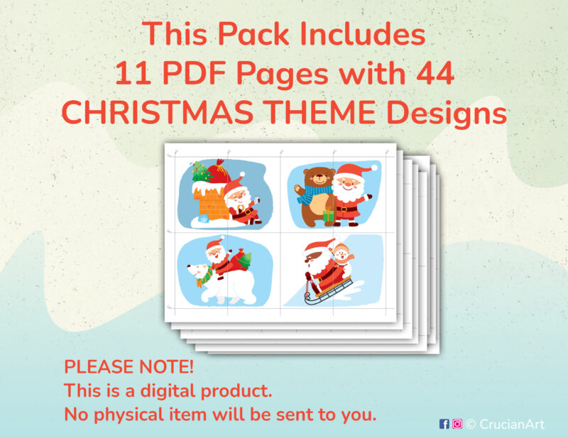 Santa Claus picture puzzles. Pattern recognition Christmas printable activity for toddlers.