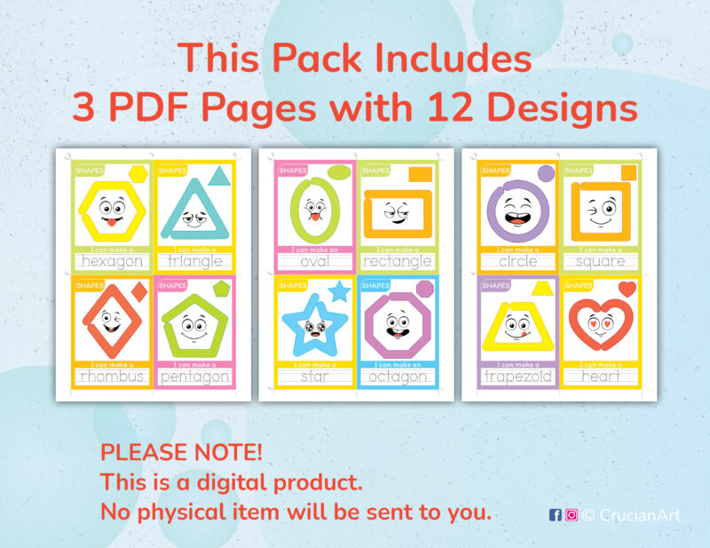 Printable 2D Shapes playdough mats