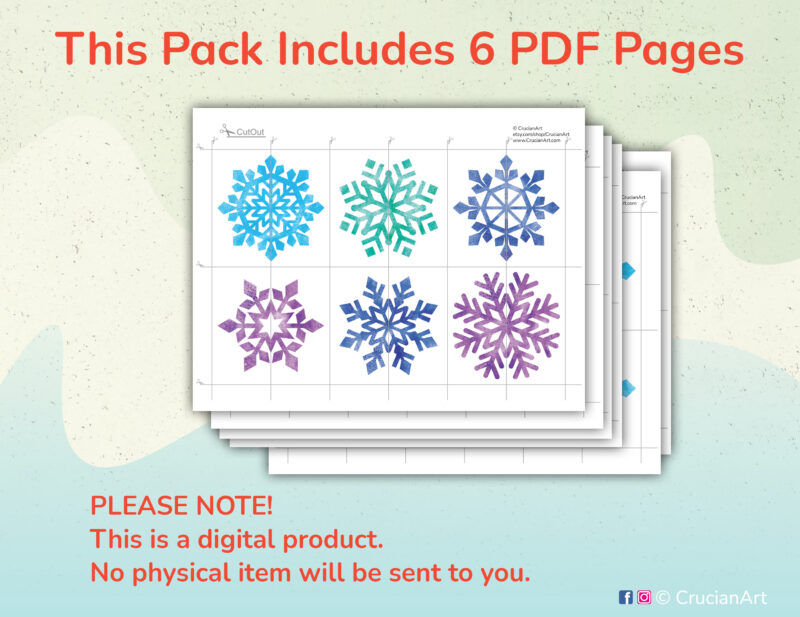 Snowflakes picture puzzles. Pattern recognition printable activity for toddlers.