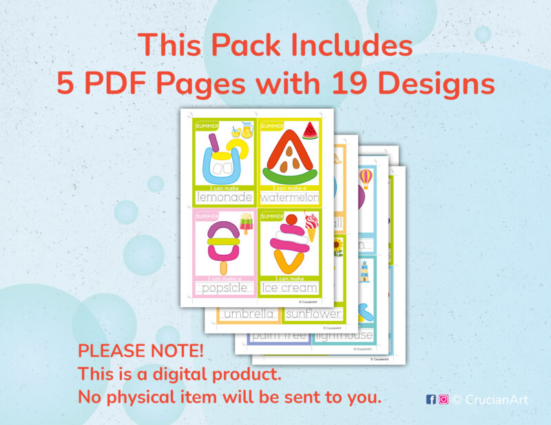 Printable Summer-themed playdough mats