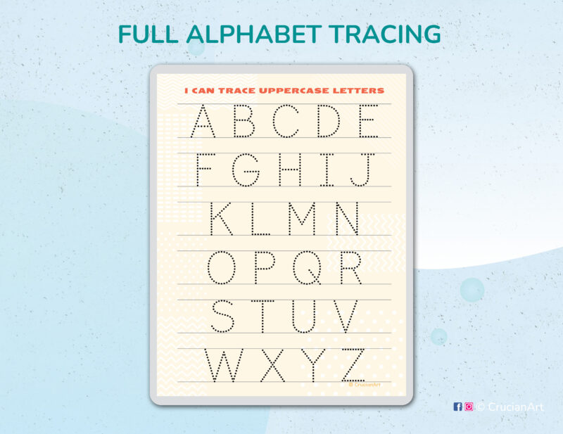 Printable uppercase alphabet tracing worksheets for preschoolers: capital letter formation.