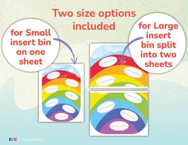 Rainbow colors flisat insert printables for small and large Trofast sensory bins. Spring unit educational resources for daycare centers. DIY insert template for Ikea Flisat sensory table.