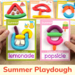 Summer themed interactive playdough mats for preschool curriculum. Lemonade and Popsicle mats with play-doh and tracing words.