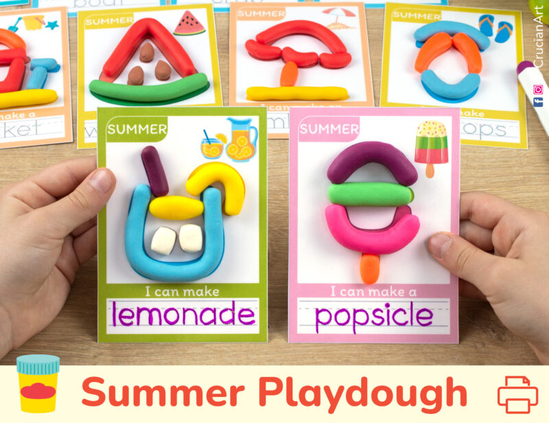 Summer themed interactive playdough mats for preschool curriculum. Lemonade and Popsicle mats with play-doh and tracing words.