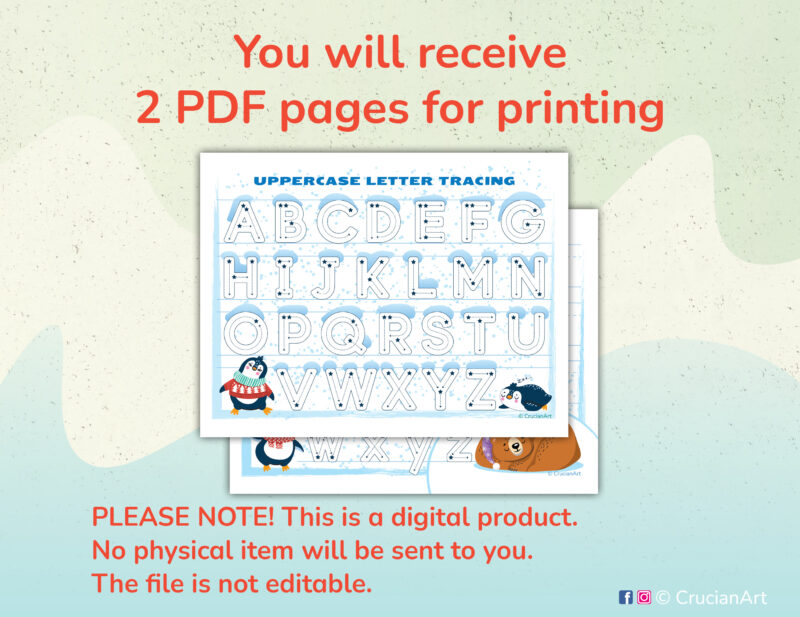 Printable alphabet handwriting practice sheets. Letter tracing worksheets. Preschool classroom resource.